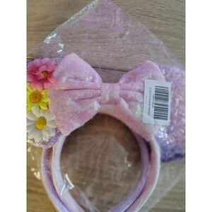 Kids Minnie‎ Mouse Inspired Sequin Ears Headband Pink Bow Flowers set of 2